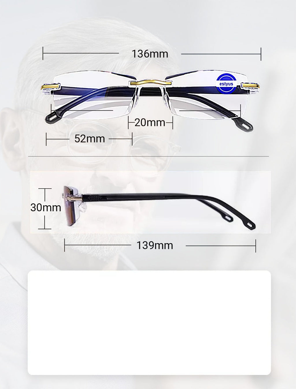 Unisex Rimless Reading Glasses