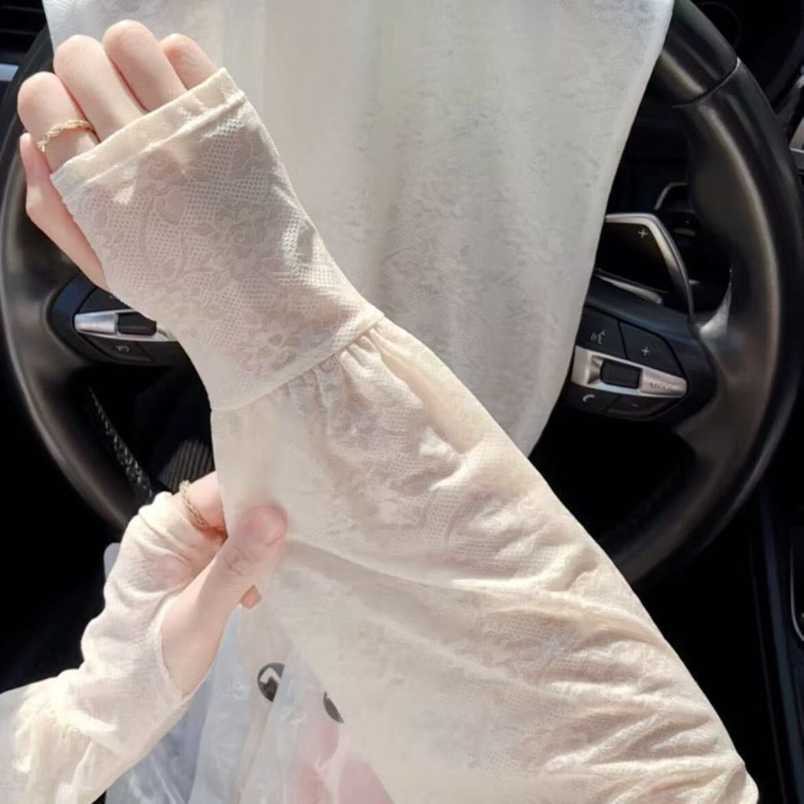 Breathable Lace Floral Arm Sleeves for Women