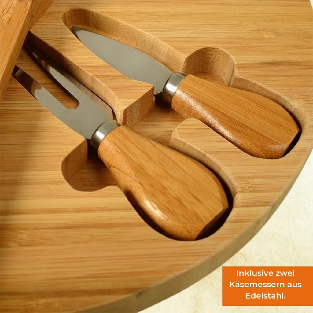 4 Layers Round Wood Rotating Serving Plate