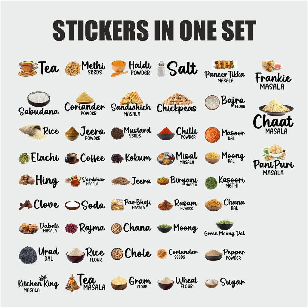 Waterproof Peppy Kitchen Identifiers Stickers ( Pack of 5 sheets )