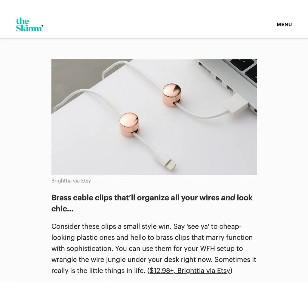 Matte Brass Wire Cord Organizer Clips